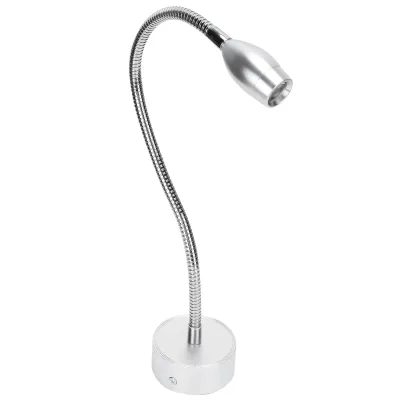 Imagen del producto de Lámpara de pared para escritorio con LED, fabricada en aleación de aluminio, con cuello de cisne flexible (cableado de 110-240 V), color plateado, 6000 K