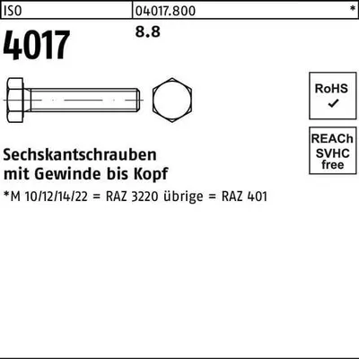 Produktbild von Reyher  Sechskantschrauben ISO 4017 8.8 M 3 x 10 040178000030010 (500 Stück)