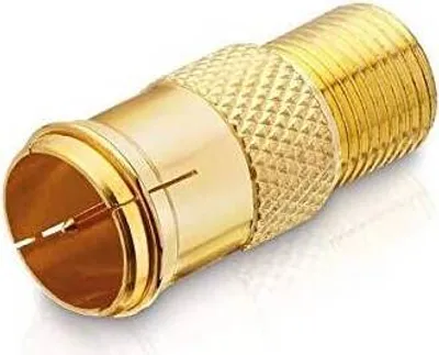 Produktbild von conecto F-Verbinder, F-Kupplung, F-Stecker Quick auf F-Buchse, Adapter zur Verlängerung von Antennen-Kabel / Koaxial-Kabel, vergoldet