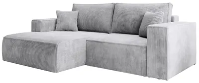Produktbild von Selsey Farese Mini – Ecksofa mit Cordbezug, Schlaffunktion und Stauraum, Hellgrau, links