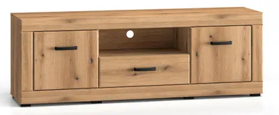 Image de Meuble TV bas Dora 160 x 40 x 55 cm, chêne Evoke, 2 portes