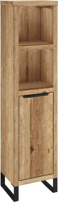 Produktbild von Bad Hochschrank Badmöbel Wildeiche Regal massiv Holz hell Sydney mit Metallfuß
