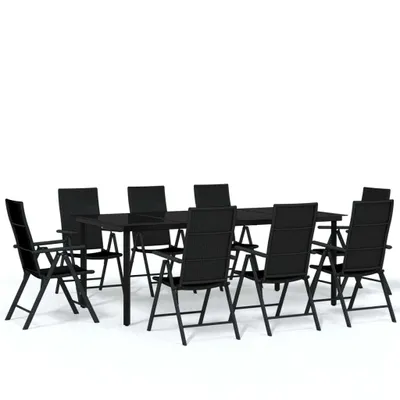 Produktbild von vidaXL 9-tlg. Garten-Essgruppe Schwarz