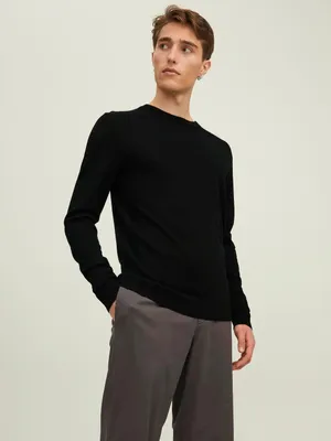 Productafbeelding van Jack & Jones 12216817_2161.264, Zwart, Maat M, Regular fit, Ronde hals, Lange mouwen, 1 stuk