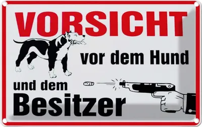 Produktbild von vianmo Blechschild 20x30 cm Vorsicht vor Hund und Besitzer Spruch Zitat