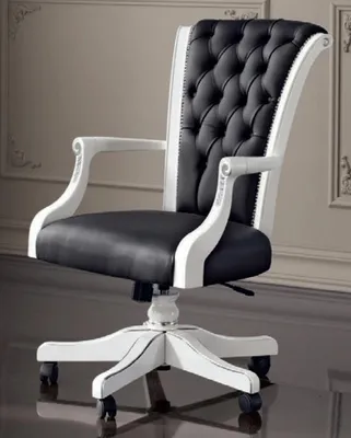 Zdjęcie produktu dla Krzesło biurowe drewniane krzesło wykonawcze chesterfield włoskie meble krzesło obrotowe fotel krzesło