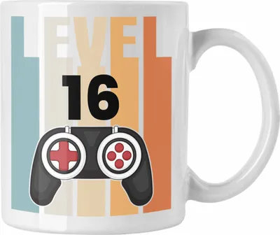 Produktbild von Trendation - 16. Geburtstag Tasse Gamer Jungs Jungen Geschenkidee zum Geburtstag Lustig Sechszehn (Weiß)