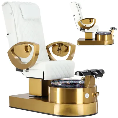 Image de Fauteuil de beauté électrique avec massage et hydro-massage pour pédicure des pieds pour le salon de SPA Saria blanc.