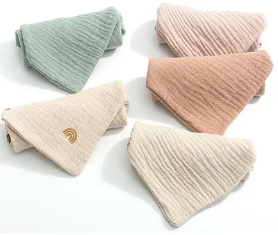 Immagine prodotto di Set da 10 panni in mussola morbidi per neonati e bavaglini – 70% bambù, 30% cotone, fazzoletti in mussola a 4 strati, altamente assorbenti, adatti a bambini e bambine