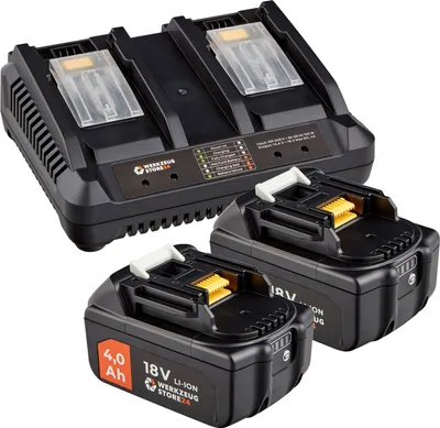 Produktbild von WS24 Akku Starter-Set 18 V / 2x 4,0 Ah Akku + Doppelschnellladegerät
