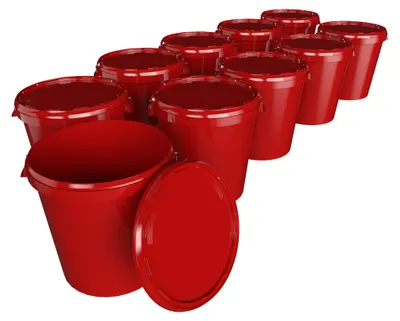 Produktbild von Eimer mit Deckel 30 L | Vorratseimer | Lebensmittelecht Rot | Hobbock | 10 Stück