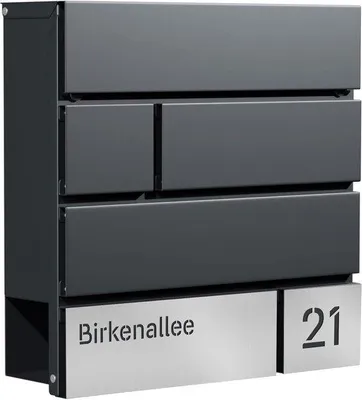 Produktbild von Briefkasten mit Zeitungshalter und Personalisierung - Anthrazit