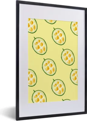 Produktbild von MuchoWow® Gerahmtes Poster Zitrusfrüchte - Obst - Muster 40x60 cm - Poster mit Schwarzem Bilderrahmen Wandposter Rahmen Foto Bilder - Poster in Rahmen