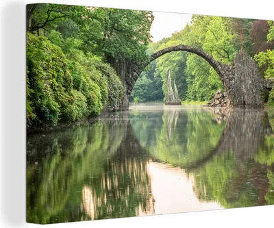 Obrázek produktu pro OneMillionCanvasses® - Obraz na plátně - 140x90 cm, Voda pod mostem Rakotz v Kromlau, nástěnné umění tisk nástěnné dekorace - fotografie na plátně - malba na dřevěném rámu