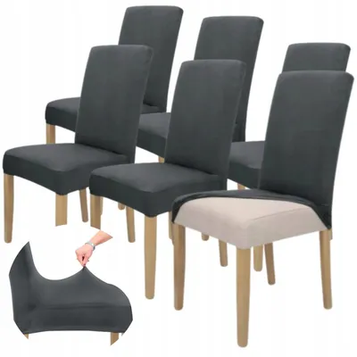 Produktbild von Stuhlhusse 6er Pack - Dunkelgrau - Universal - Stretch - Bezug für Stühle - Elasthan