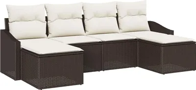 Obrázek produktu pro vidaXL Sada pohovek, 6 kusů, hnědá [syntetický materiál]: Polyratan