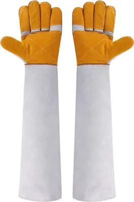 Produktbild von Handschuhe zum Umgang mit Tieren, 23,6 Zoll, bissfeste Haustierhandschuhe aus Leder fuer Katzen, Hunde, Voegel, Schlangen, Mehrzweck-Arbeitshandschuhe mit kratzfester Polsterung