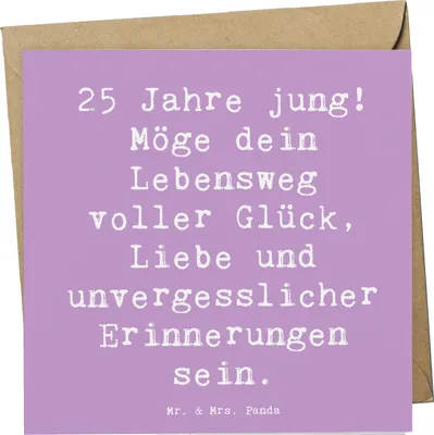 Produktbild von Mr. & Mrs. Panda Klappkarte Spruch 25. Geburtstag Glück - Lavendeltraum - Geschenk, Grußkarte, Glückwunschkarte, Handgefertigt, Liebe, Jubiläum, Geburtstagsgeschenk