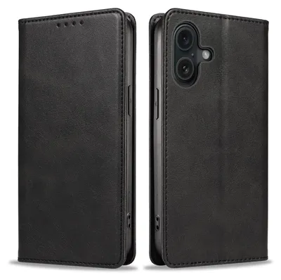 Produktbild von Handyhülle für Apple iPhone 16 Plus Kunstleder Flip Cover Hülle Handytasche Case Kartenfach Farbe: Schwarz
