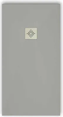 Produktbild von Mineralguss-Duschwanne extra flach PURE Schieferoptik grau 70x120 cm Edelstahl in chrom Ablaufschutz in Chrom