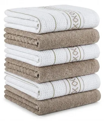 Produktbild von Küchentuch Geschirrtuch Spültuch - Baumwolle und Mikrofaser - 65 x 45 cm - 6 Stück - Saugfähig