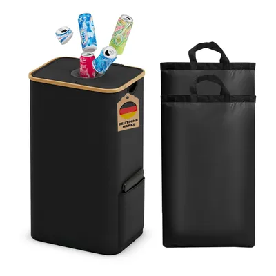 Image de Adeldream 100L Récipient collecteur de bouteilles consignées, Grand rangement de bouteilles consignées, Récipient de rangement de bouteilles vides et de verre usagé avec poignées Softgrip Noir
