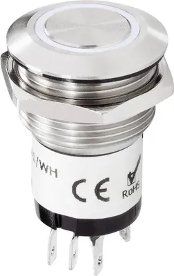 Produktbild von Renkforce RF-4707814 Klingeltaster 1fach Edelstahl, Weiß 24 V DC/ 2 A, 24 V AC/ 1 A