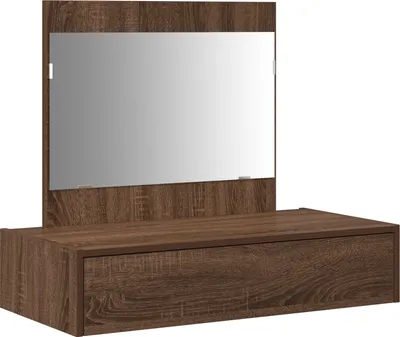 Produktbild von 2025 Moderne Schminktisch Wandmontage Braun Eiche 83x40x70 cm - Schminktische Hommie70931