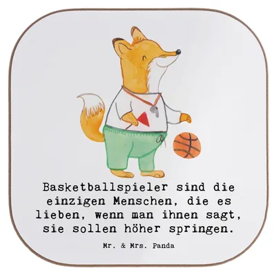 Produktbild von Mr. & Mrs. Panda Untersetzer für Gläser Basketball Motivation - Weiß - Geschenk, Sportler, Training, Sprungkraft, gläseruntersetzer, Dunking, Teamsport, Taktik, Glas