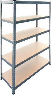 Image de Étagère de rangement Bois et Acier 5 niveaux 120x45x180 cm Capacité 300 kg BRIXO
