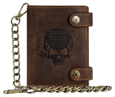 Image de GREENBURRY porte-monnaie Vintage Wallet With Chain Brown Skull brun