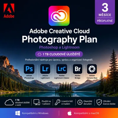 Obrázek produktu pro Předplatné Adobe Creative Cloud Foto na 3 měsíce | 1 TB úložiště v cloudu | 1 zařízení | Okamžité stažení |