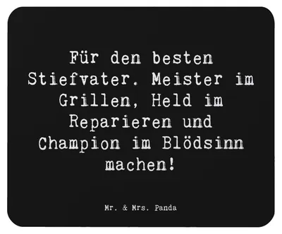Produktbild von Mr. & Mrs. Panda Mouse Pad Spruch Bester Stiefvater - Schwarz - Geschenk, Talente, Stiefkinder, mauspad pc, Familie Verwandte, Mousepad, mousematte, Familienmitglieder