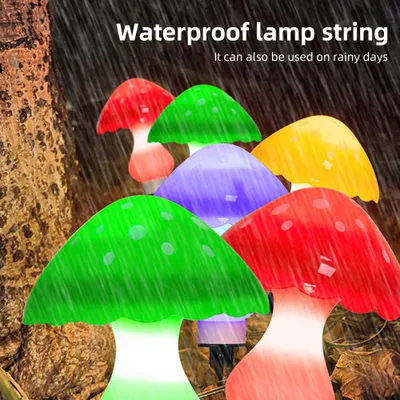 Zdjęcie produktu dla Solar Mushroom String Lights for Outside 6 Pack 6 LED Solar Pathway Lights Outdoor Waterproof for Fence Patio Yard Decorative z 8 trybami oświetlenia