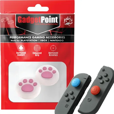 Produktbild von Thumbgrips - Thumb Grips voor Nintendo Switch Joy-Con Controllers - Gaming Thumbgrips - Performance Thumbsticks - Anti-Slip Joystick Caps - Bescherming Accessoires - Pootjes - Transparant met Roze -