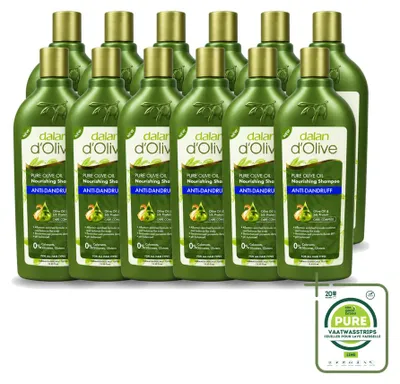 Zdjęcie produktu dla 12 sztuk szamponu Dalan d'Olive przeciwłupieżowego - nawilżający - 400 ml - opakowanie zbiorcze