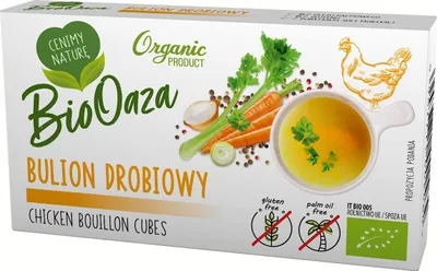 BULION - KOSTKI DROBIOWE BEZ DODATKU CUKRÓW BEZGLUTENOWE BIO (6 x 11 g) 66 g - BIOOAZA