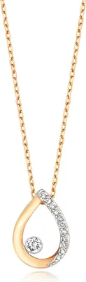 Produktbild von Funkelndes Feuer Elegante 9 Karat (375) Gold Damen - Diamant Halskette Brillant-Schliff 0.06 Karat H - I1 - 46cm*8mm; TRS214679KY
