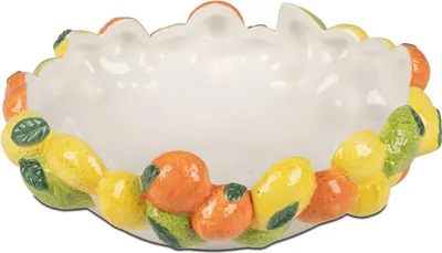 Produktbild von Dekoschale Obstgarten D. 26cm weiß gelb orange aus Steingut Formano S26
