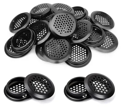 Image de Grille d'aération - Ronde - Acier inoxydable - Noir - Lot de 30