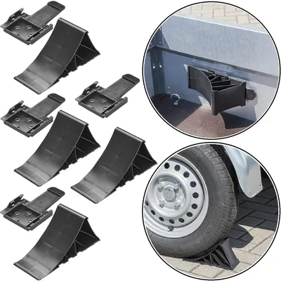 Produktbild von 4x Unterlegkeil max. Achslast 1600 kg Auffahrkeile mit Halterung für sicheren Stand Auto Schwarz Set zum Ausgleichen