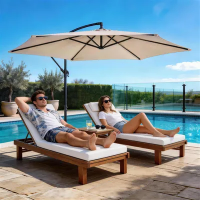 Produktbild von LEADZM Sonnenschirm Gartenschirm Ø300cm Balkonschirm Terrassenschirm Marktschirm Ampelschirm mit Ständer und Kurbel für Garten, UV-Schutz,Khaki