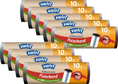 Produktbild von 9x Swirl Fixierband Müllbeutel 10L ( 15 stk./Rolle )