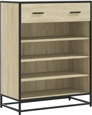 Obrázek produktu pro vidaXL Botník Sonoma dub 75x38x97,5 cm Materiál na bázi dřeva Kov