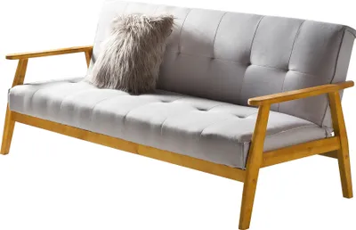 Produktbild von SalesFever Schlafsofa mit Armlehnen | 3 Funktionen | Bezug Webstoff | Beine Eichenholz | B 190 x T 85 x H 81 cm | hellgrau