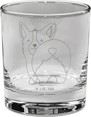 Produktbild von Mr. & Mrs. Panda Glas für Gin Corgi Po - Transparent - Geschenk, Tumbler, Spruch, Corgie, Motivation, Hund, gravur, Tierliebhaber