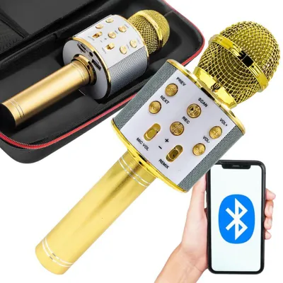 Productafbeelding van Draadloze Bluetooth-microfoon karaoke-luidspreker, kleur: goud