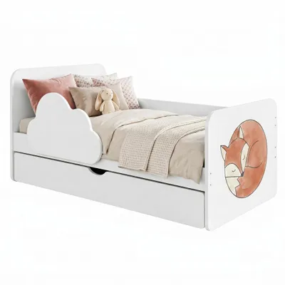 Immagine prodotto di Lettino e lettino junior 140x70 cm bianco | Con materasso e vano portaoggetti inclusi | Lettino sicuro per bambini Wolke