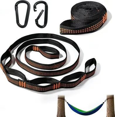 Imagen del producto de Correas para hamaca, de poliéster, 2 metros x 2,5 cm, ajustables, para camping