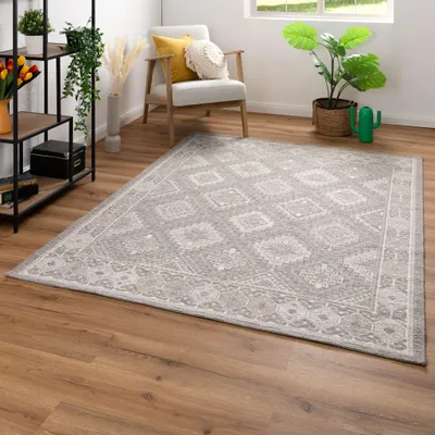 Produktbild von Steffensmeier Kurzflor Teppich Amelia | Wohnzimmer | Beste Qualität | Pflegeleicht | Modern | Silber Meliert, Größe: 200x290 cm